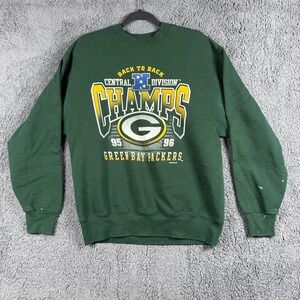 Vintage Green Bay Packers Sweatshirt 1995-1996 Central Division Champs Green L